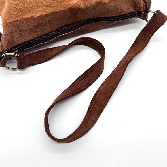VINTAGE Kangaroo and Suede Shoulder Bag Womens Brown Tan Fur 60s to 70s Era - Picture 9 of 11
